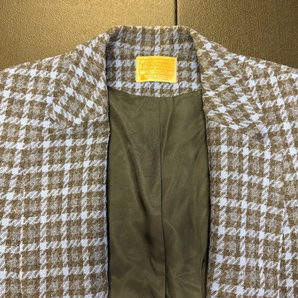VTG Pendleton Womens Blue Black Houndstooth Wool Blazer Jacket Size 6 Preppy - Picture 8 of 10